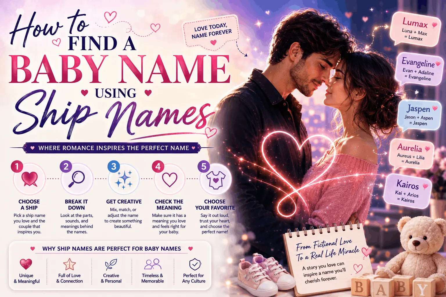 Baby name ideas created by blending two ship names