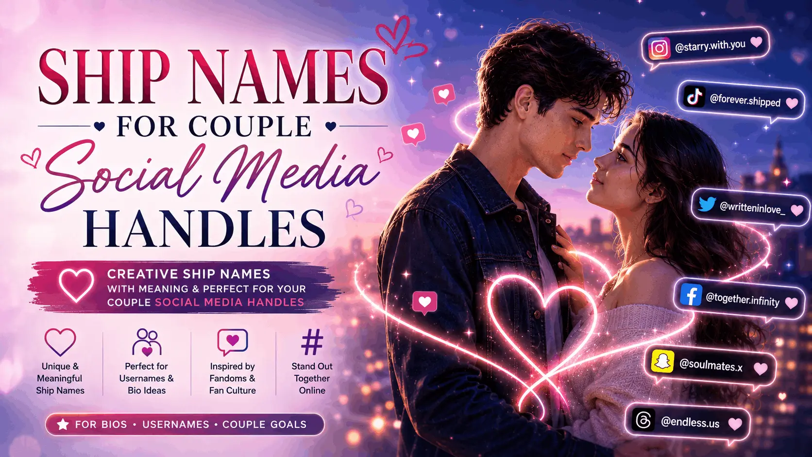 Choosing a shared couple social media handle from a ship name